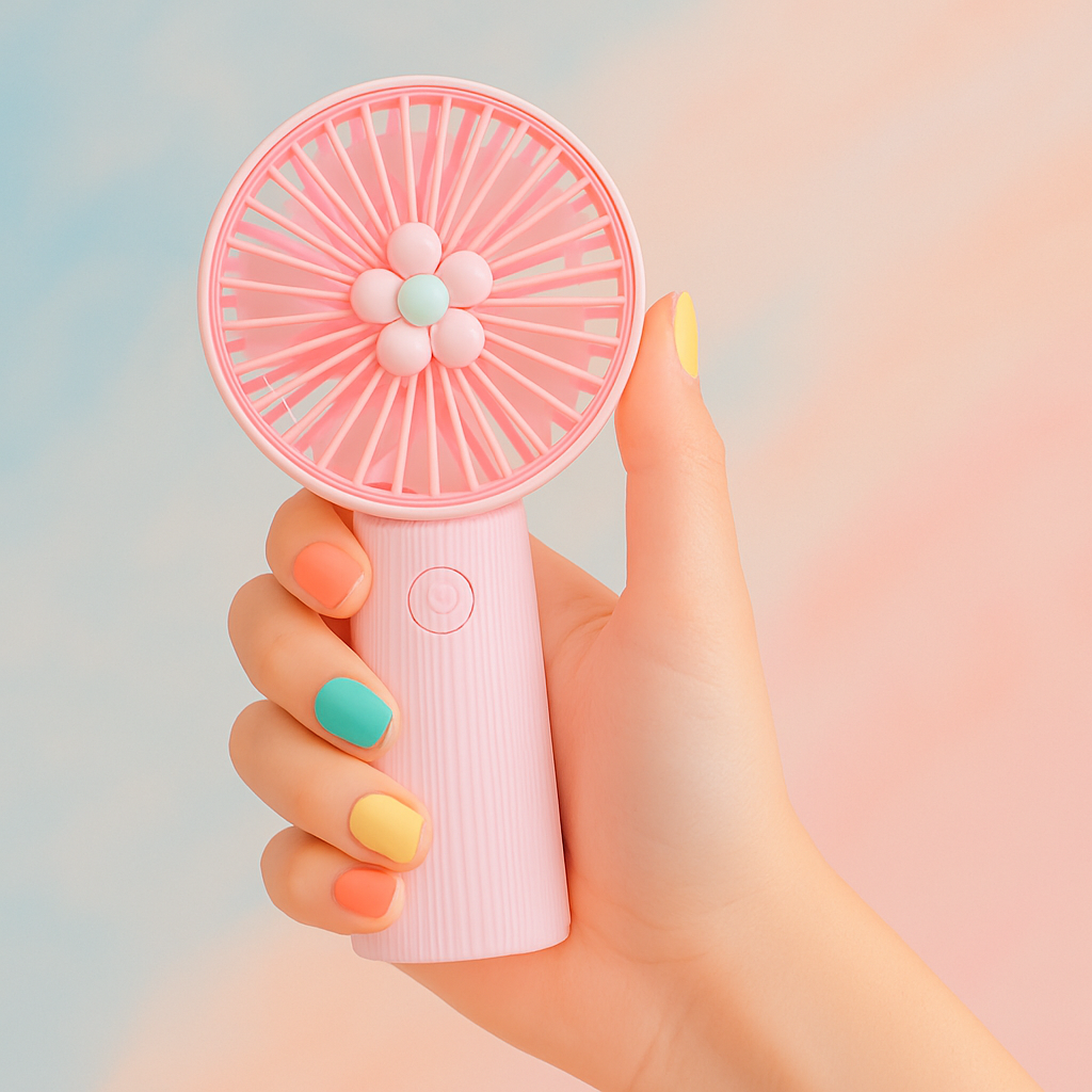 Pink Rechargeable Handheld Fan