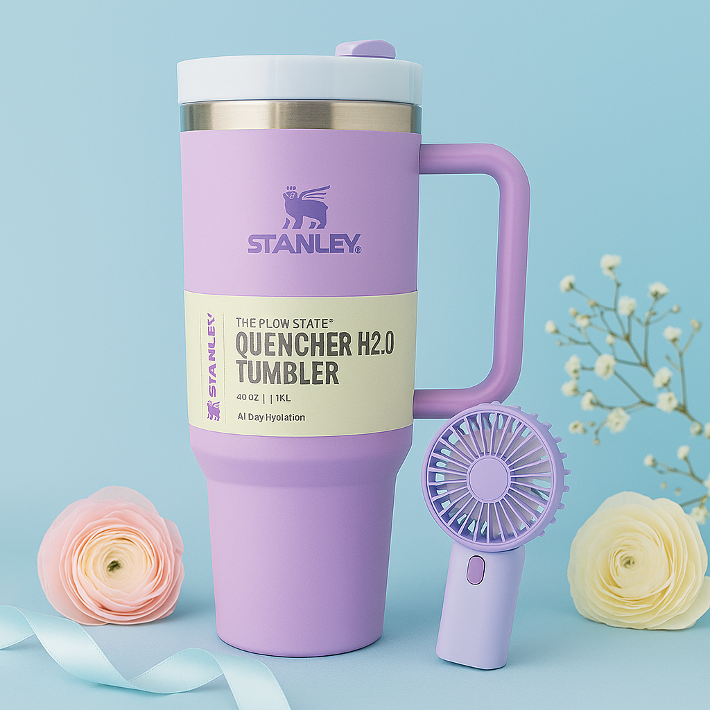 Lilac Breeze Tumbler and Fan Combo