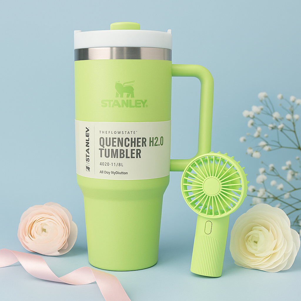 Green Bliss Tumbler and Fan Combo