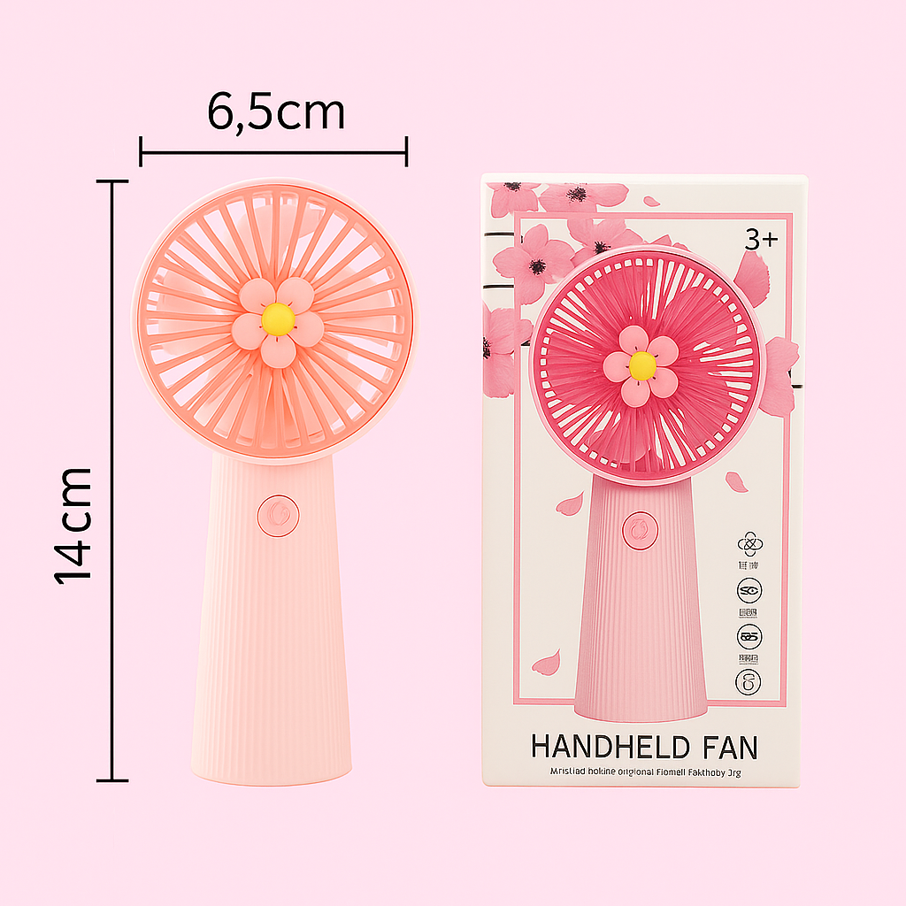 Pink Rechargeable Handheld Fan